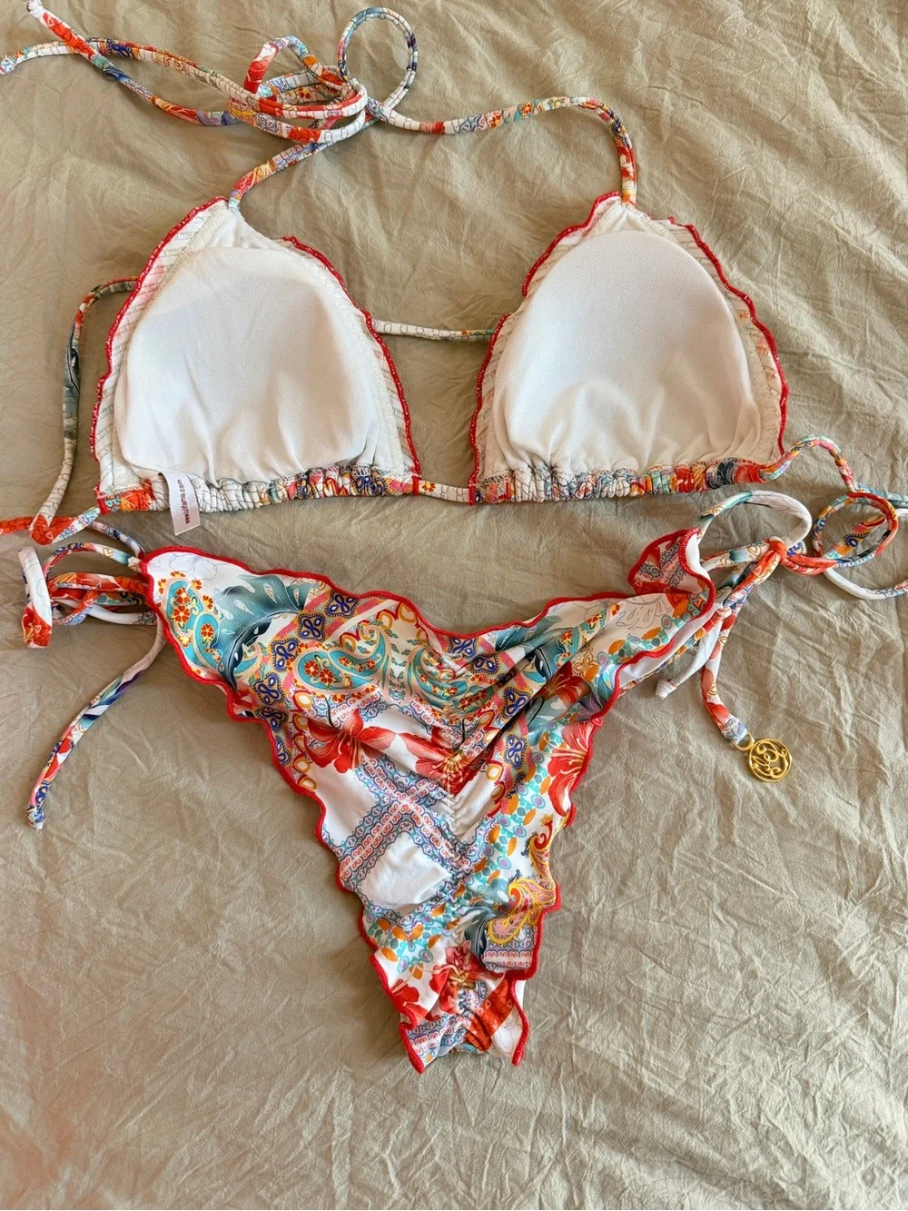 Luli Fama Floral Multicolor Triangle Bikini - Picture 7 of 12